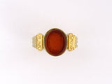 902230 - Gold Carnelian Carved Knight Intaglio Ring