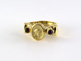 902231 - Gold Amethyst Carved Knight Ring