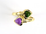 902232 - Gold Amethyst Tourmaline Heart Shape By Pass Ring