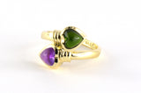 902232 - Gold Amethyst Tourmaline Heart Shape By Pass Ring