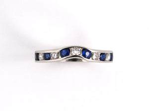 902233 - Platinum Diamond Sapphire Wedding Band Nesting Ring