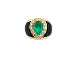 902237 - Gold Diamond Black Onyx AGL Colombian Emerald Ring