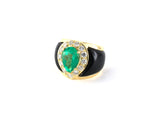 902237 - Gold Diamond Black Onyx AGL Colombian Emerald Ring