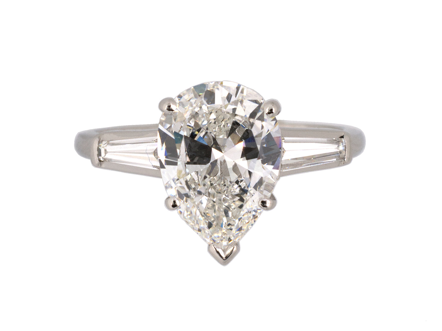902241 - SOLD - Platinum GIA Diamond Handmade Pear Shape Engagement Ring