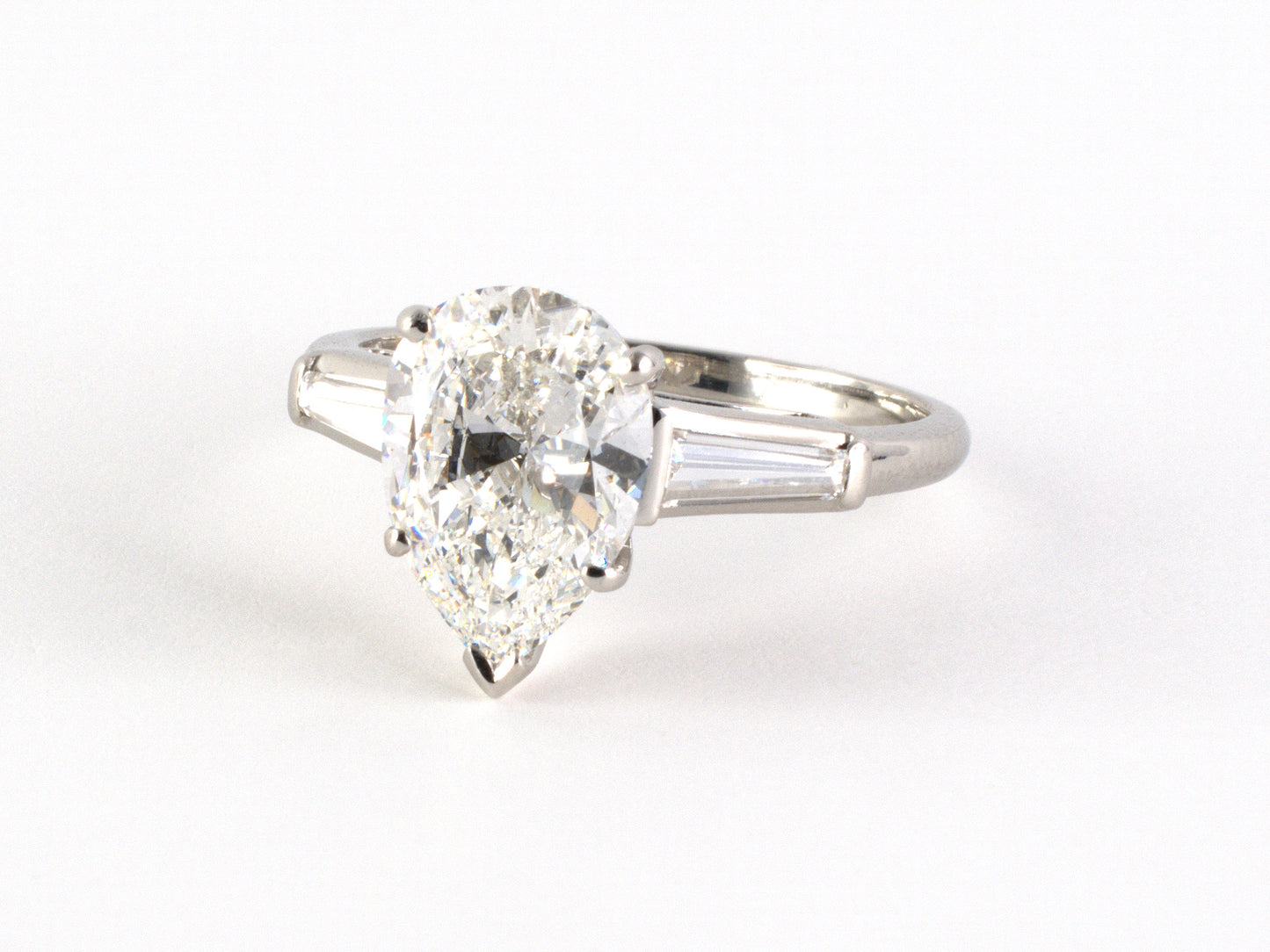 902241 - SOLD - Platinum GIA Diamond Handmade Pear Shape Engagement Ring