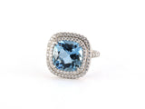 902246 - Platinum Diamond Aqua Soleste Tiffany Cushion Ring