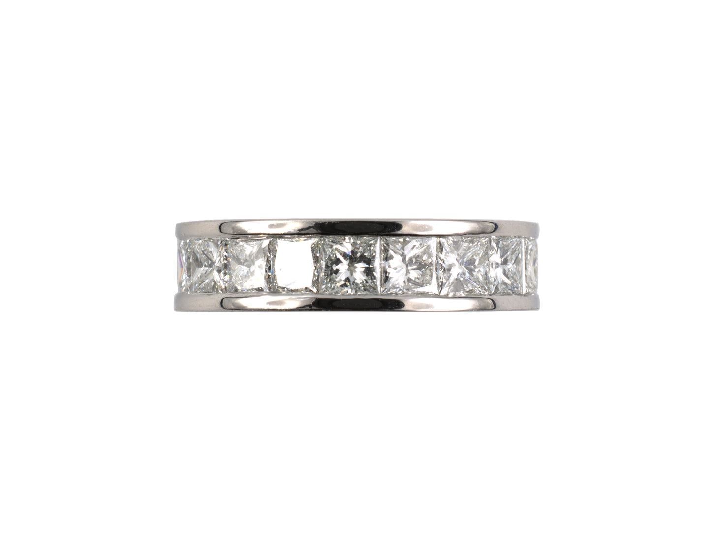 902247 - SOLD - Platinum Princess Cut Diamond Eternity Ring Size 4 3/4