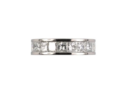 902247 - SOLD - Platinum Princess Cut Diamond Eternity Ring Size 4 3/4