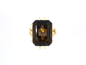 902248 - 18K Yg Smoky Quartz Dinner Cocktail Ring Size 6 1/2