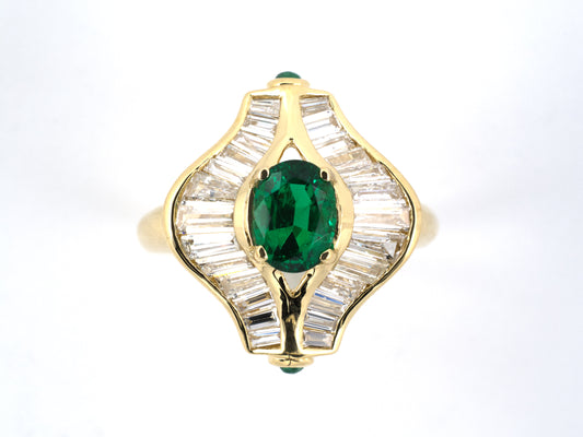 902249 - Gold Diamond AGL Emerald Cocktail Ring