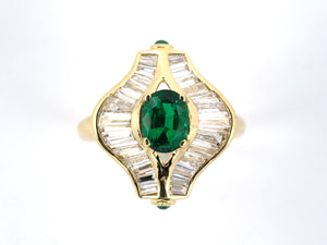 902249 - Gold Diamond AGL Emerald Cocktail Ring