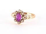 902250 - Victorian Gold Burma Ruby Diamond Cluster Cocktail Ring