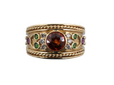 902252 - Gold Diamond Spessartite Tsavorite Rhodolite Garnet Ring