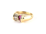 902254 - Gold Diamond Ruby Bow Ribbon Ring