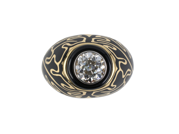 902256 - Cerro Gold Platinum GIA Diamond Enamel Ring