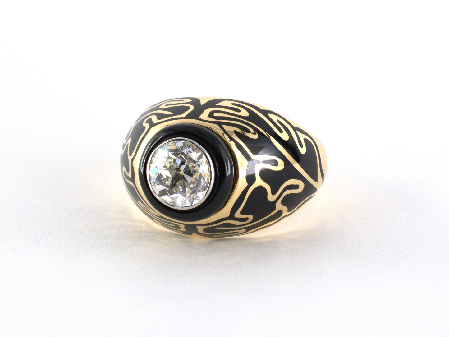 902256 - Cerro Gold Platinum GIA Diamond Enamel Ring