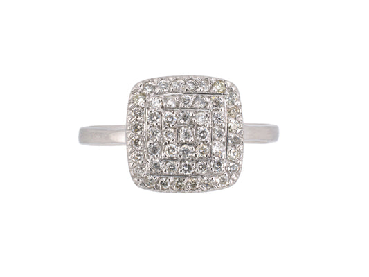 902260 - SOLD - Gold Diamond Pave Set Square Cluster Size 6 Ring