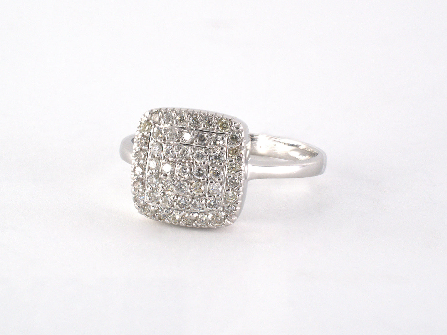 902260 - SOLD - Gold Diamond Pave Set Square Cluster Size 6 Ring
