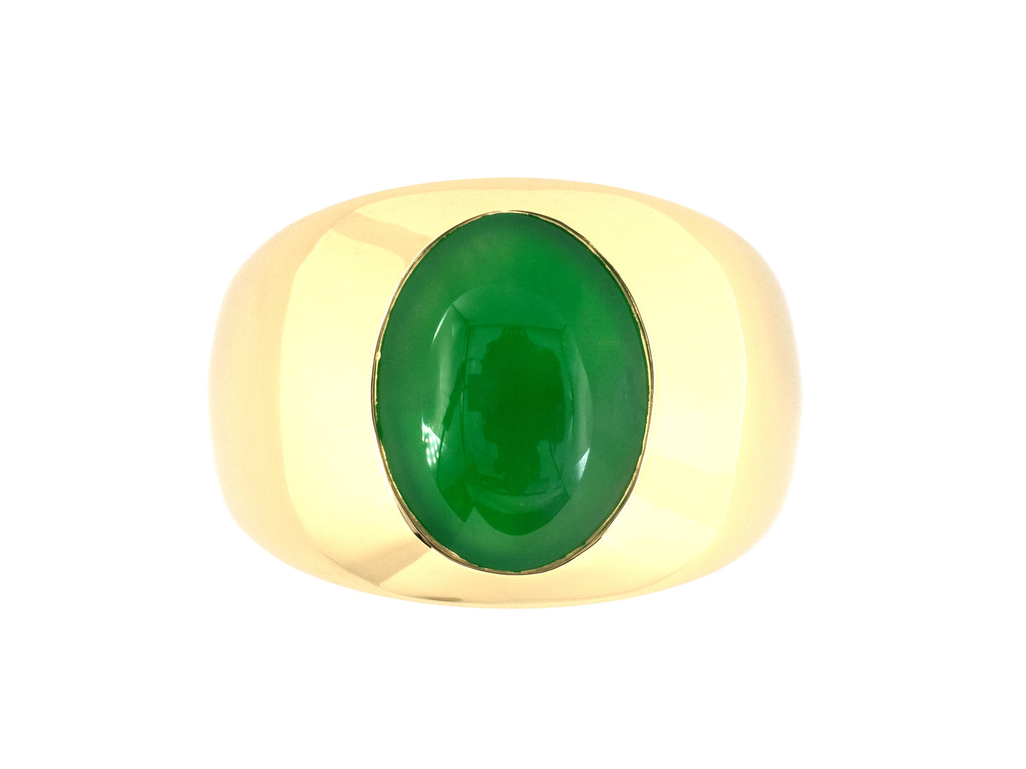 902263 - SOLD - Gold Jadeite GIA Gents Gypsy Ring