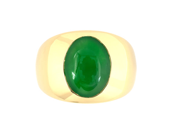 902263 - Gold Jadeite GIA Gents Gypsy Ring