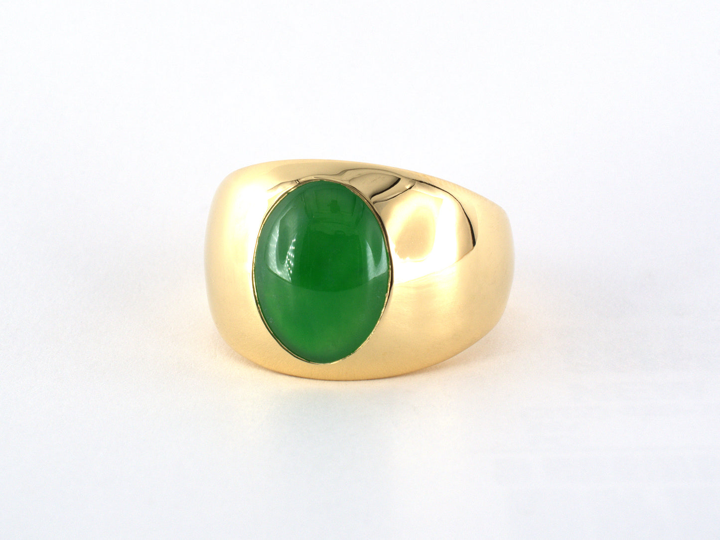 902263 - SOLD - Gold Jadeite GIA Gents Gypsy Ring