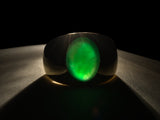 902263 - Gold Jadeite GIA Gents Gypsy Ring