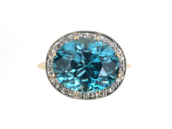 902265 - Edwardian Platinum Gold Zircon Diamond Ring