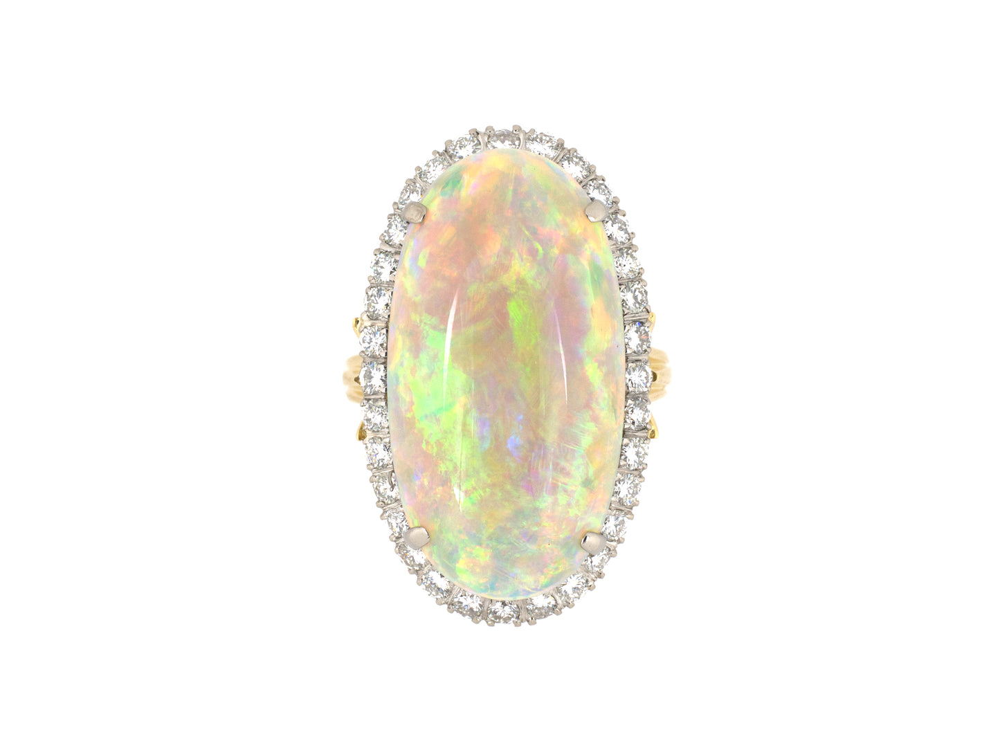 902269 - Circa 1950s Gold AGL Australian Opal Diamond Ring