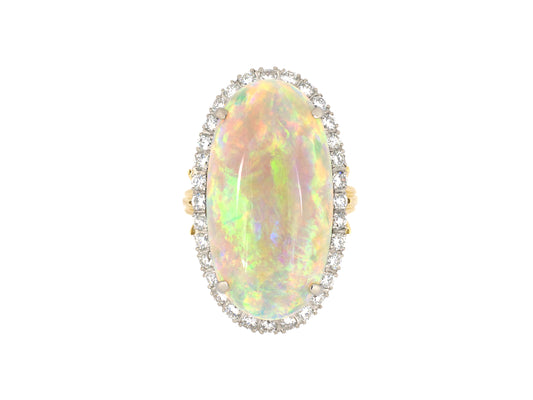902269 - Circa 1950s Gold AGL Australian Opal Diamond Ring