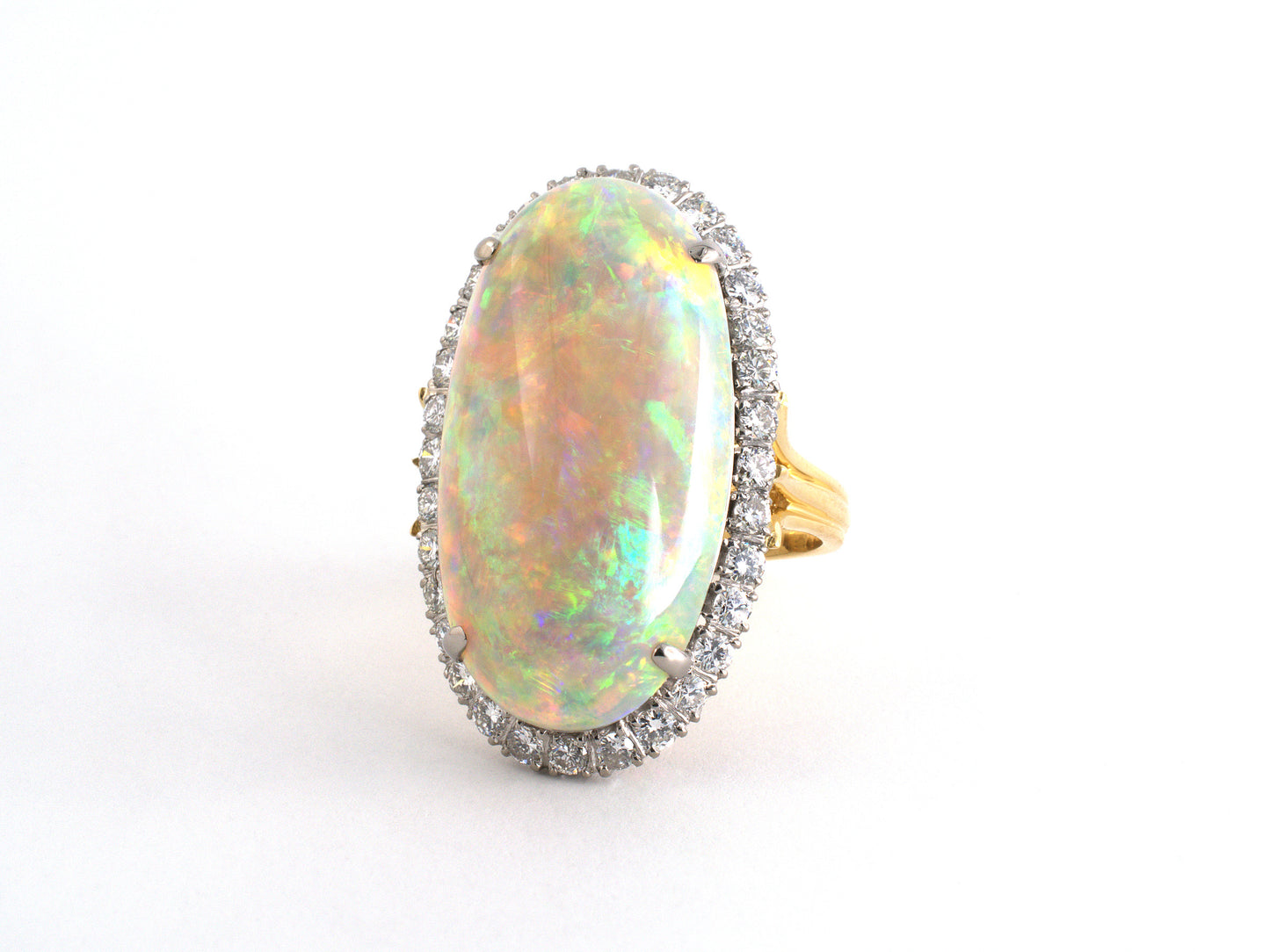902269 - Circa 1950s Gold AGL Australian Opal Diamond Ring