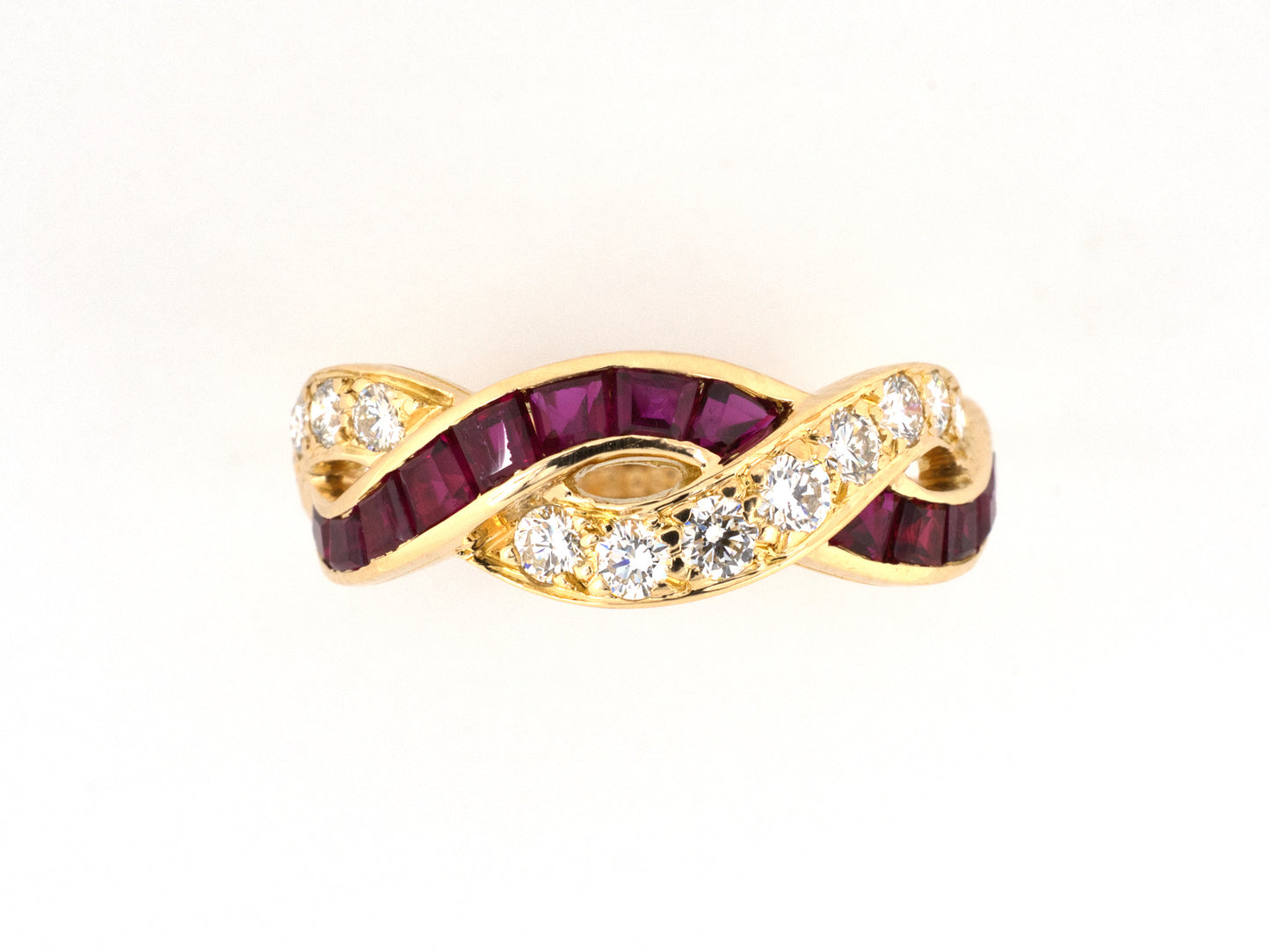 902271 - SOLD - Oscar Heyman Gold Calibre Ruby Diamond Wedding Ring