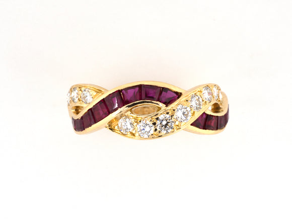 902271 - Oscar Heyman Gold Calibre Ruby Diamond Wedding Ring