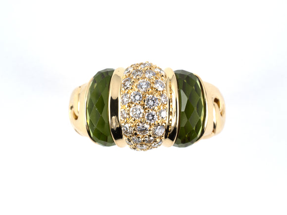 902273 - Bulgari Gold Diamond Peridot 3-Section Ring