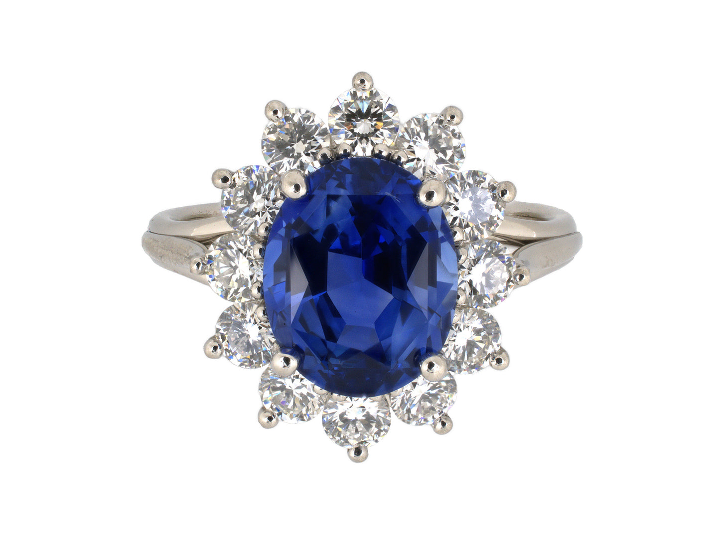 902282 - Platinum AGL Sapphire Diamond Cluster Ring