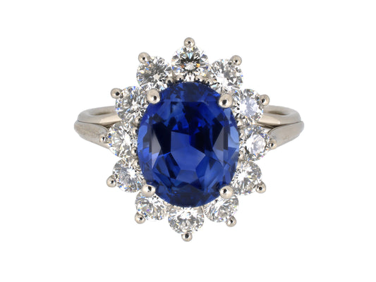 902282 - Platinum AGL Sapphire Diamond Cluster Ring
