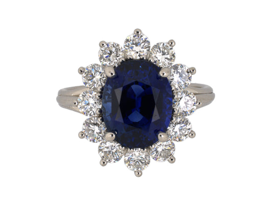 902283 - Platinum GRS Sapphire Diamond Cluster Ring