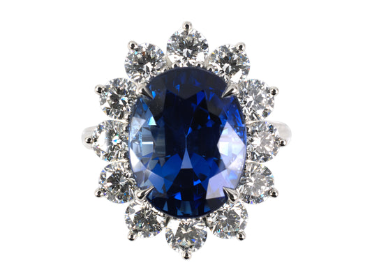 902285 - Platinum AGL Sapphire Diamond Cluster Ring