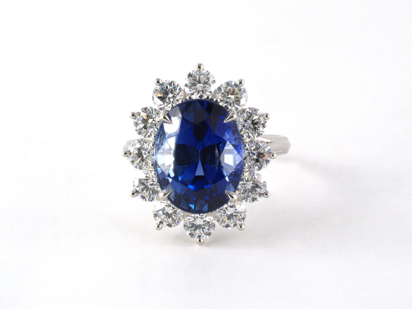 902285 - Platinum AGL Sapphire Diamond Cluster Ring