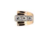 902287 - French Retro Gold Platinum Diamond Stepped Shoulder Ring