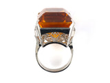 902291 - Circa 1990 Platinum Citrine Diamond Filigree Wire Work Gallery Handmade Cocktail Ring