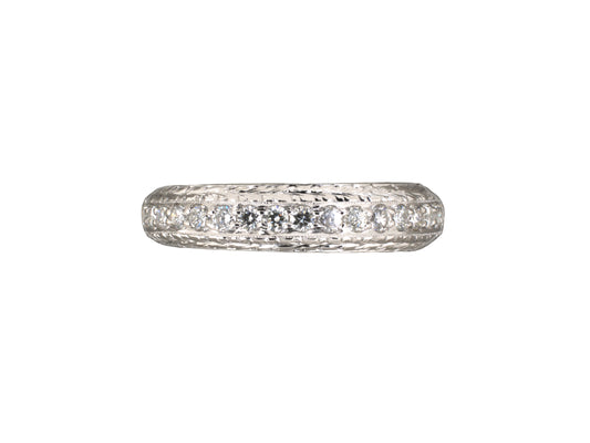 902294 - Platinum Diamond Bead Set Chased Sides Eternity Ring