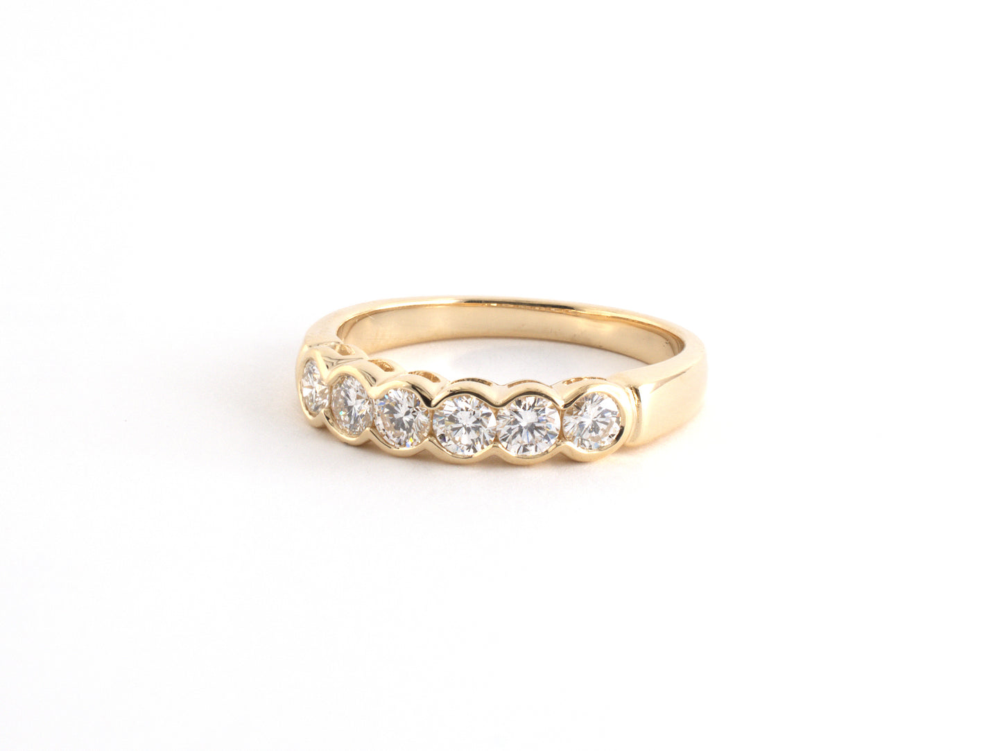 902295 - Gold Diamond Bezel Set 6-Stone Wedding-Band Ring