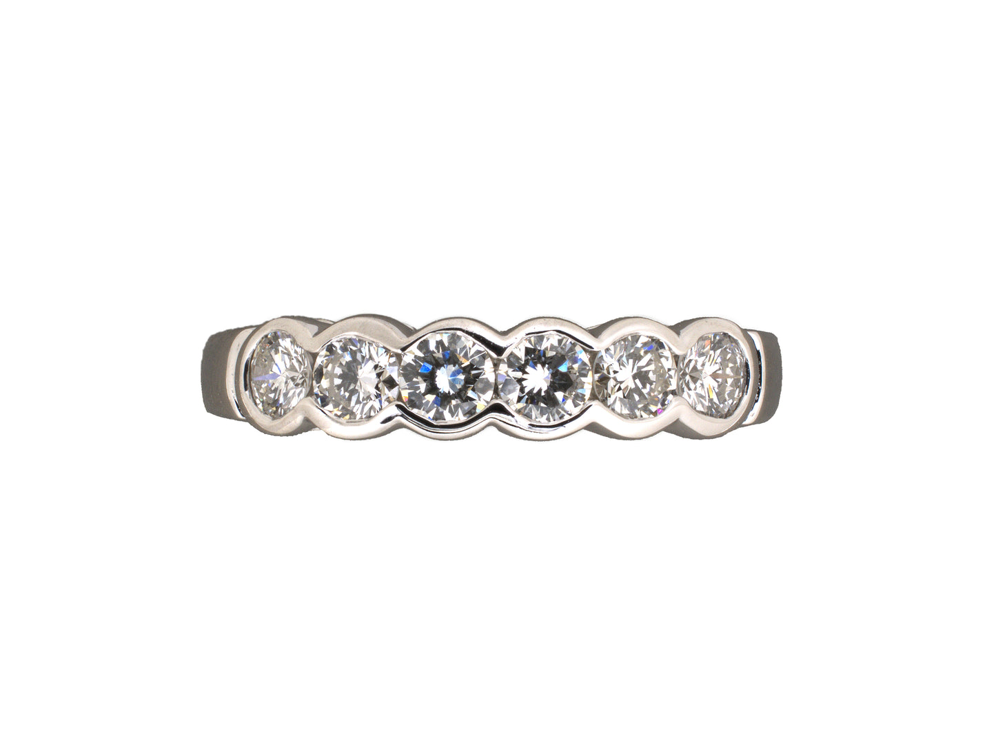 902296 - Gold Diamond Bezel Set 6-Stone Wedding-Band Ring