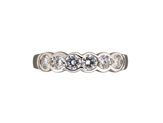 902296 - Gold Diamond Bezel Set 6-Stone Wedding-Band Ring