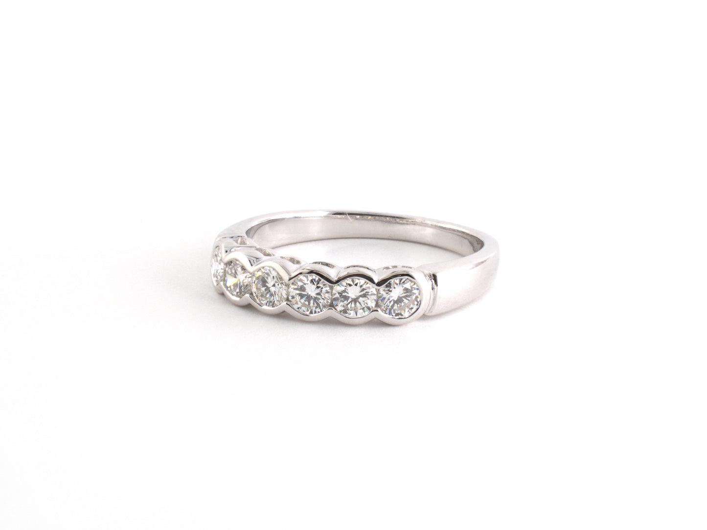 902296 - Gold Diamond Bezel Set 6-Stone Wedding-Band Ring