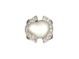 902299 - Webb Gold Platinum Baroque Pearl Diamond Hammered Finish Cocktail Ring