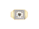 902300 - Retro Gold Platinum Diamond Corrugated Gents Ring