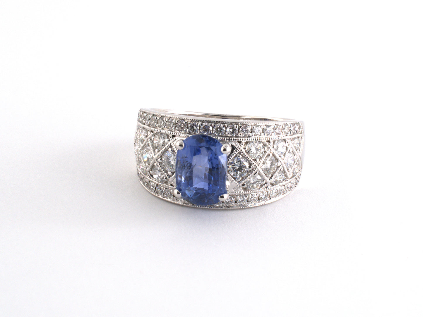 902302 - Gold Diamond AGL Sapphire Cocktail Wedding-Band Ring