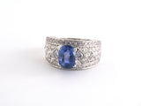 902302 - Gold Diamond AGL Sapphire Cocktail Wedding-Band Ring