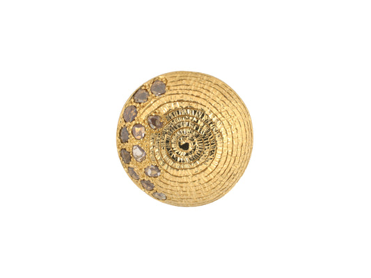 902305 - Coomi Eternity Sanctuary Gold Diamond Carved Swirl Domed Ring